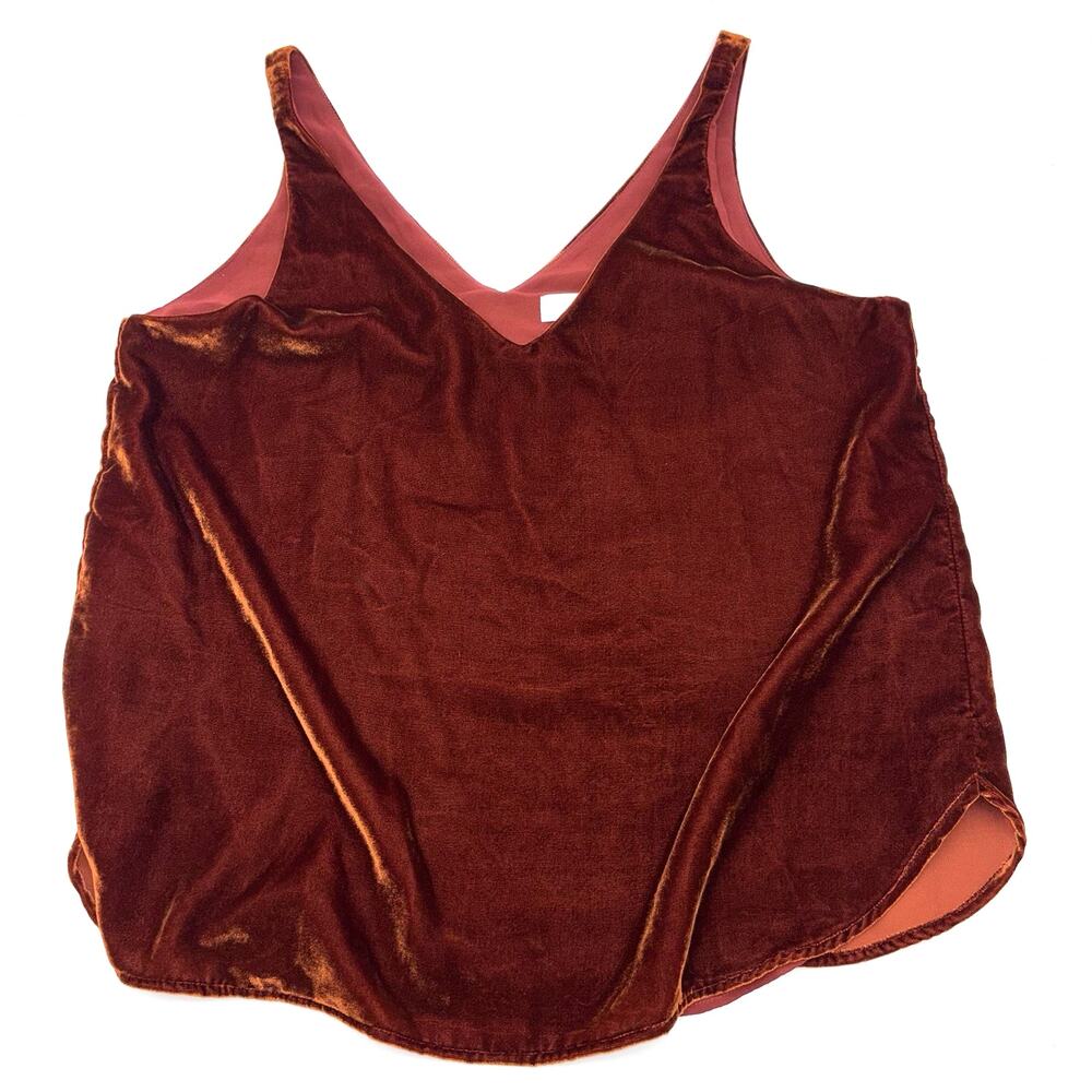 NEW 2020 LOFT Burnt Orange Velvet V-neck Relaxed Tank Top Blouse M MSRP $54.99
